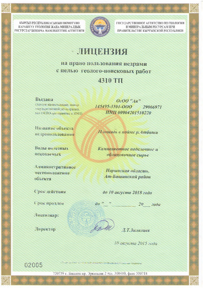 Лицензия № 4310 ТП